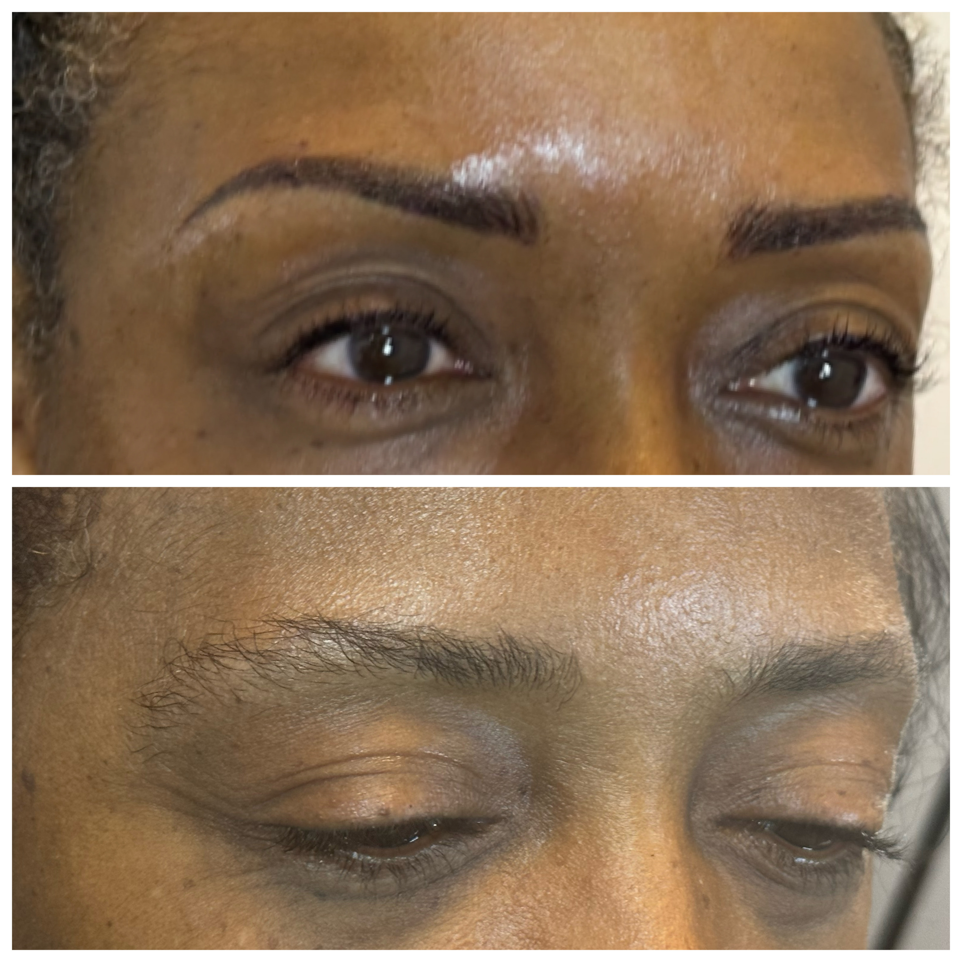 PMU eyebrow transformation — before and after